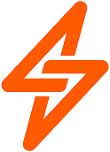 Bright orange double lightning bolt S shaped logo thick rounded strokes on white background